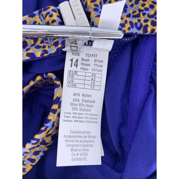 NWOT SEAFOLLY US 10 DD One Piece Swimsuit Orange Blue Animal Print - Picture 12 of 14